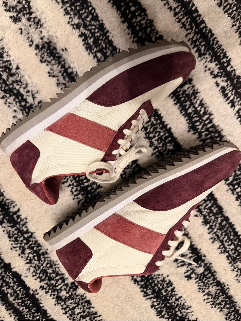 Women's J. Crew Casual Sneakers in Burgundy and White